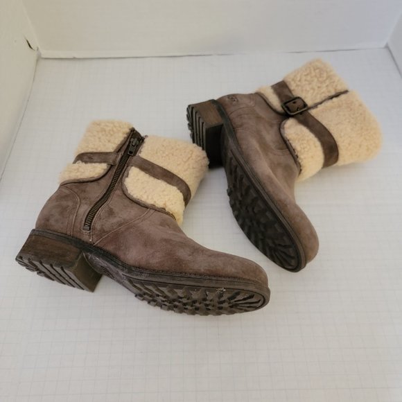 UGG Womens Blayre II Lush Shearling Genuine Cuff Suede Boots Zipper 1006039 10 - Picture 5 of 16
